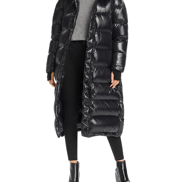 Aqua Jackets & Blazers - Aqua Glossy Hooded Puffer Jacket S